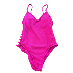 Xhilaration Hot Pink Textured strappy one pice Swimsuit medium